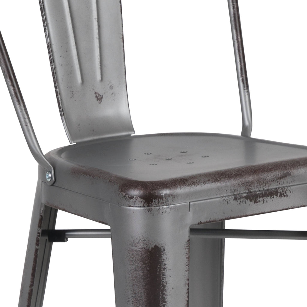Black Distressed Metal Stool Y80097