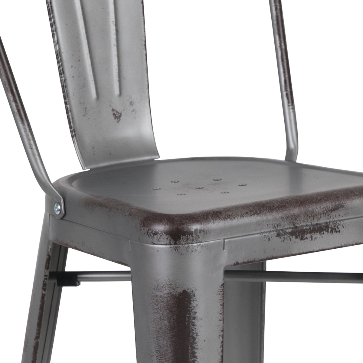 Black Distressed Metal Stool Y80097
