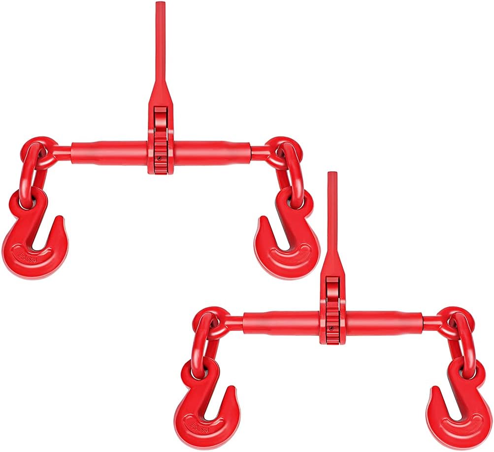 1/2 to 5/8 Inch 2 Pack Ratchet Chain Binder with 2 Grab Hooks 13000 LBS Q743402