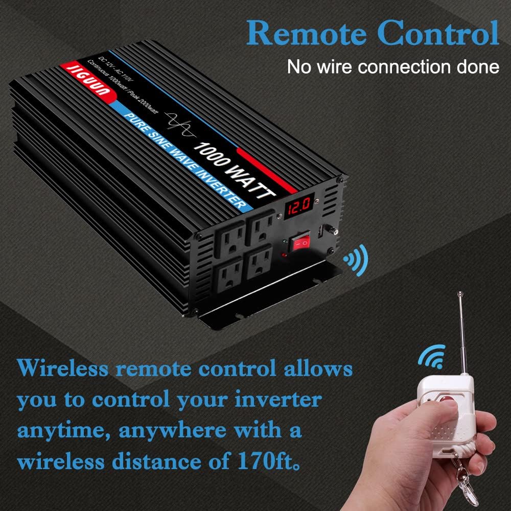 1000 Watt Pure Sine Wave Power Inverter DC 12V to AC 110V Converter N290