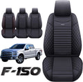 Waterproof Leather Truck Seat Covers Full Set Black-Red S926345
