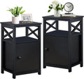 Set of 2 Antique Black Side Table with Storage Cabinet M18560
