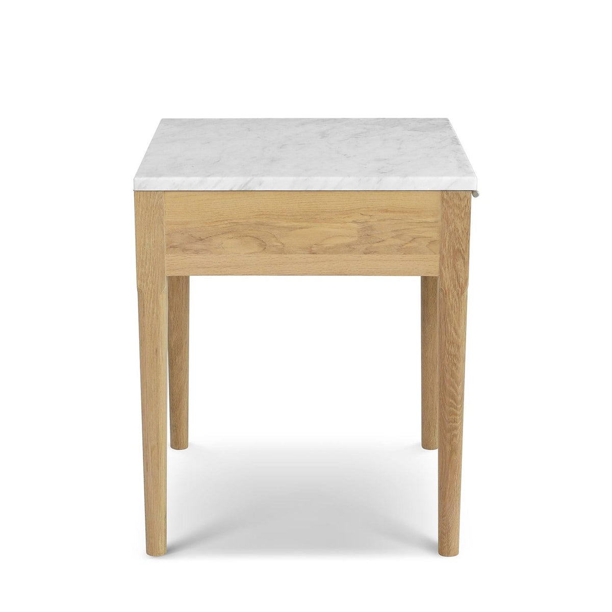 Square Italian Carrara White Marble Side Table with Legs - Tan V237965