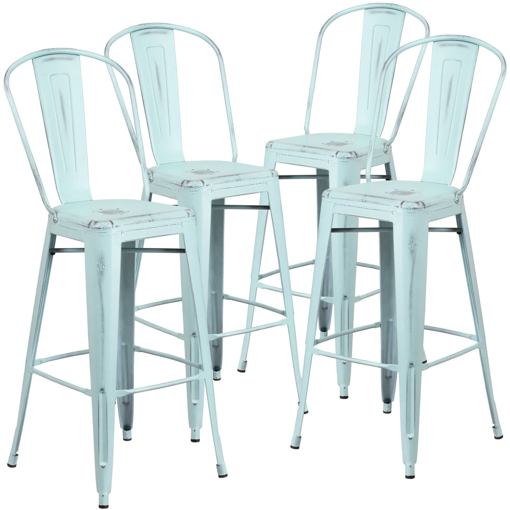 Black Distressed Metal Stool Y80097