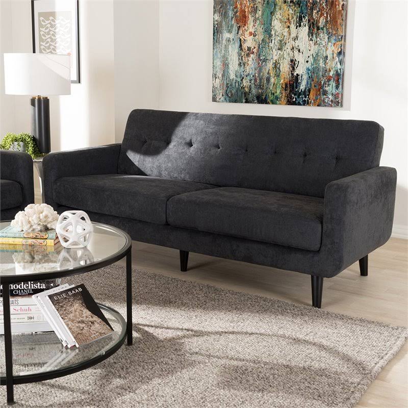 Dark Gray Tufted Sofa Q326