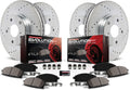 Front and Rear Carbon Fiber Brake Pads with Drilled & Slotted Brake Rotors Kit R19847