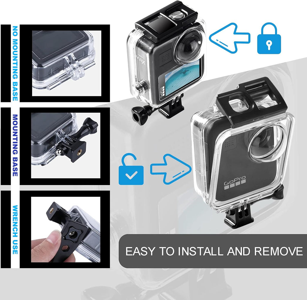 Waterproof Underwater Diving Protective Housing Case with Bracket Accessories X2841