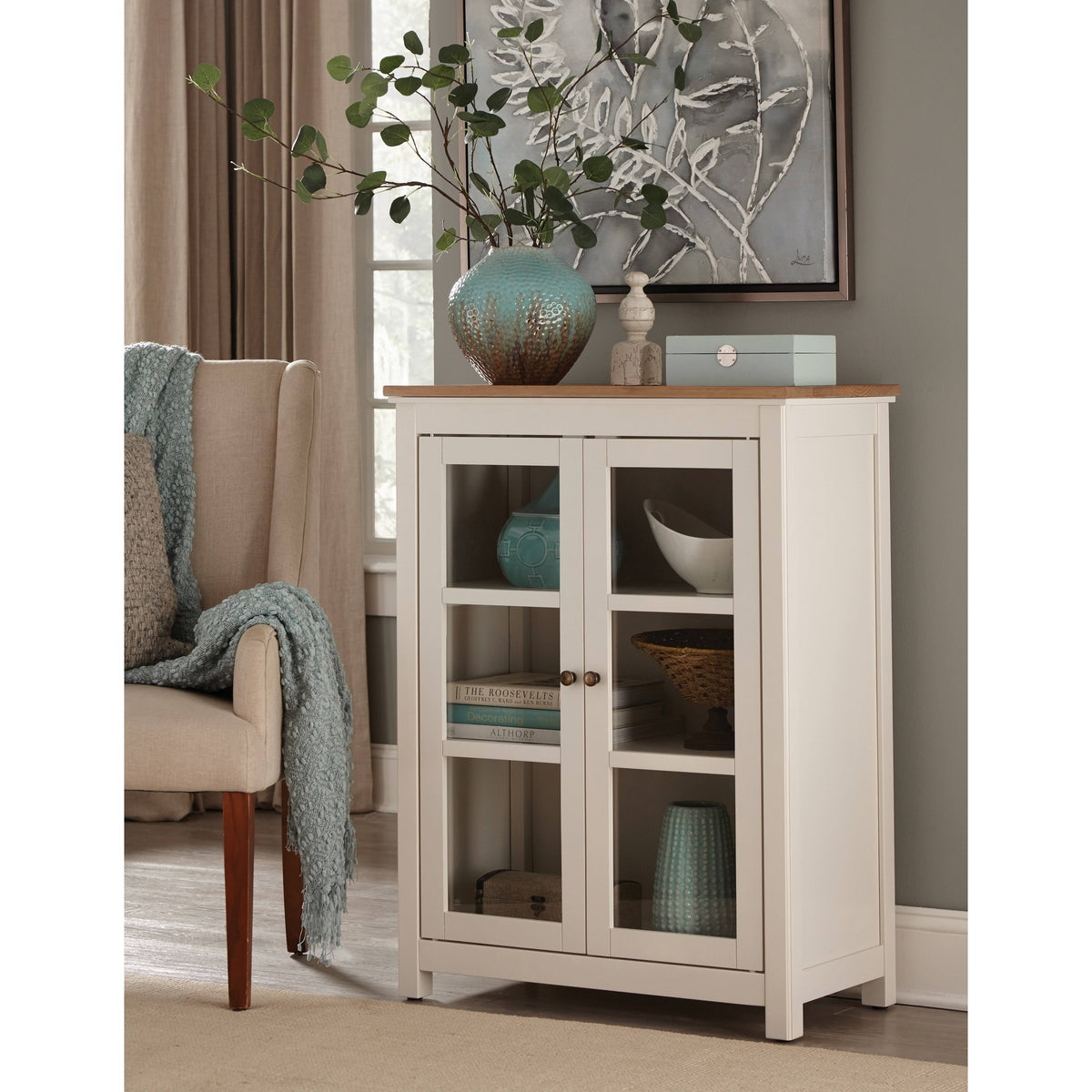Ivory Pie Safe Cabinet V53169
