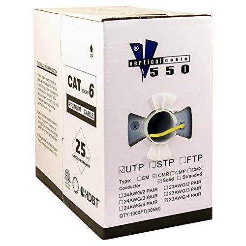 Cat6 UTP 23AWG Solid Bare Copper 1000ft Yellow Bulk Ethernet Cable D404473