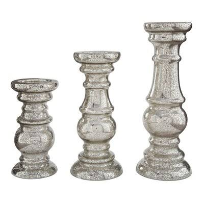 3 Piece Glass Floor Candlestick Set W4990