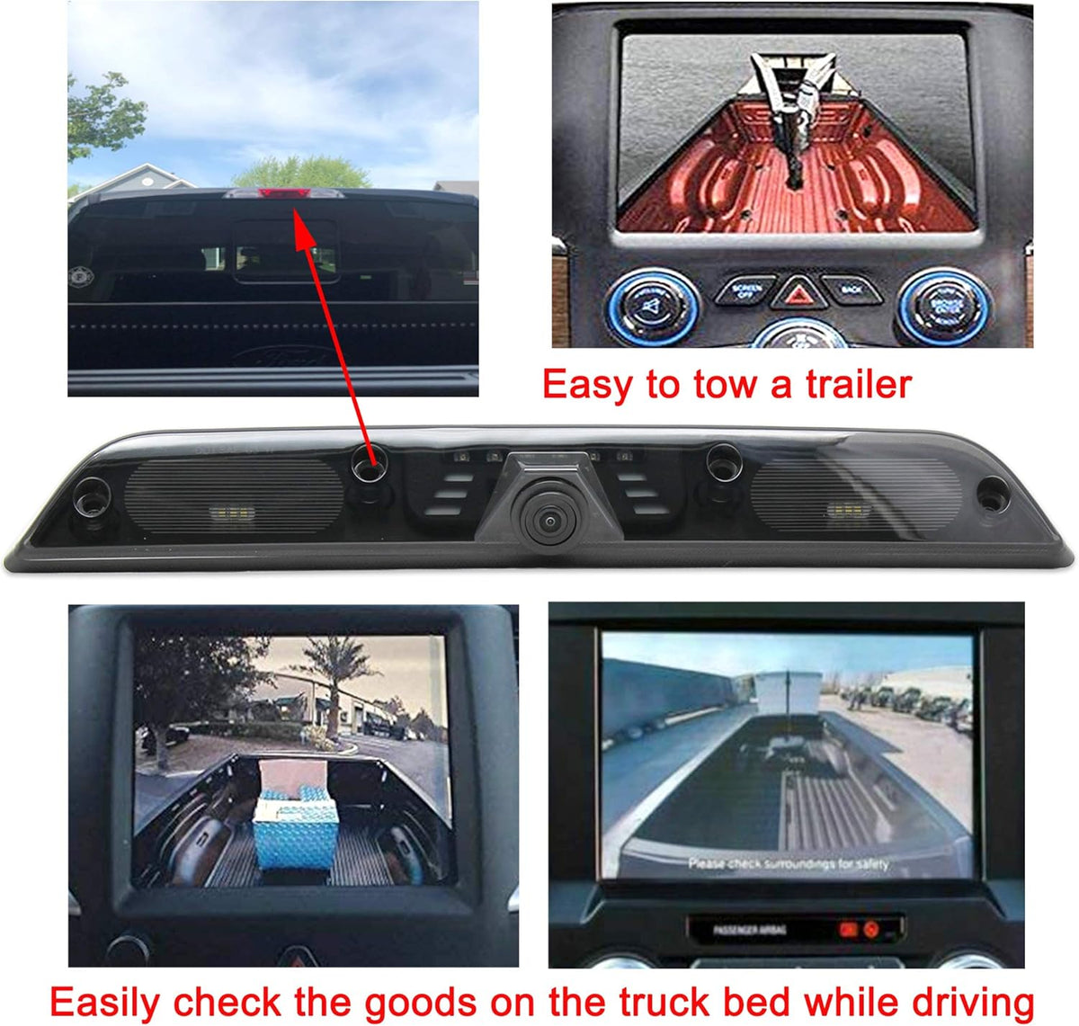 3rd Brake Light Backup Camera for Ford F150 F250 F350 Super Duty D8467