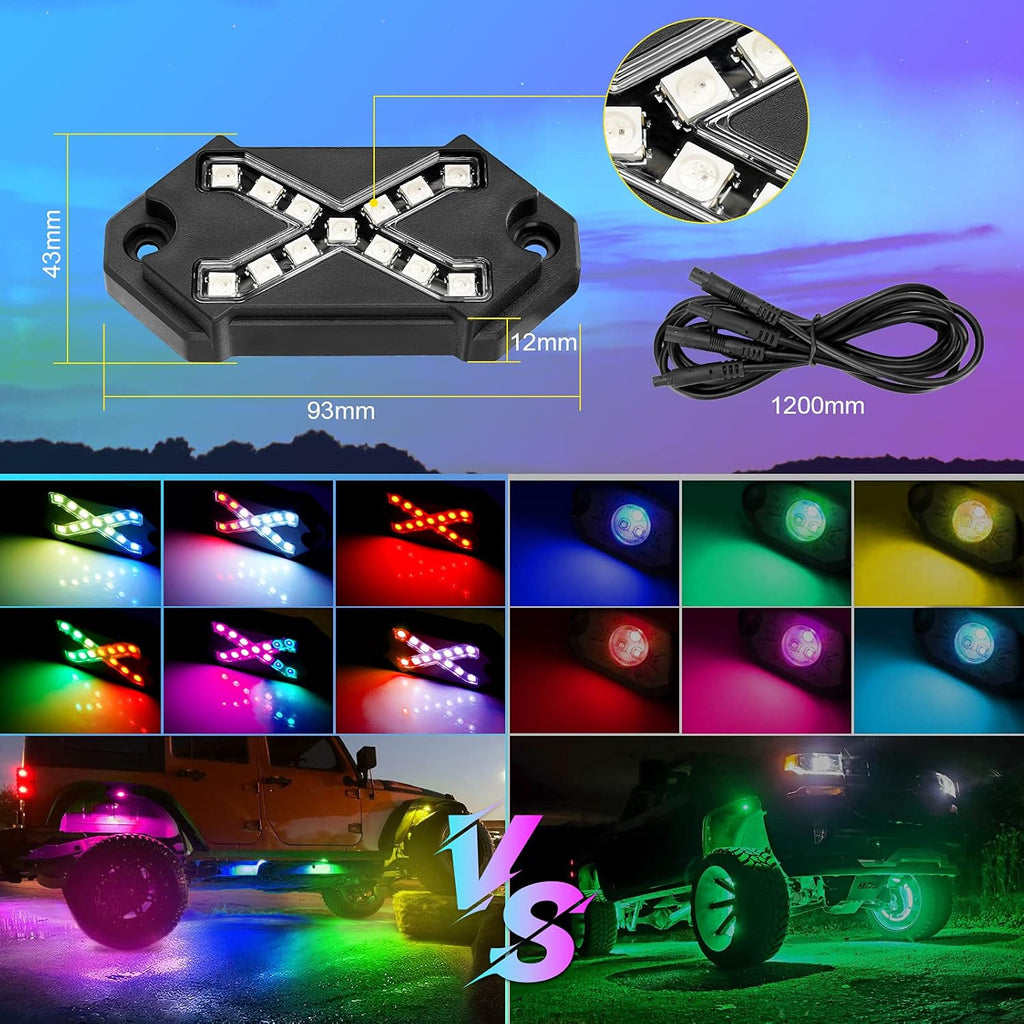 8 Pods RGBIC Multicolor LED Rock Lights Pack of 2 B5391