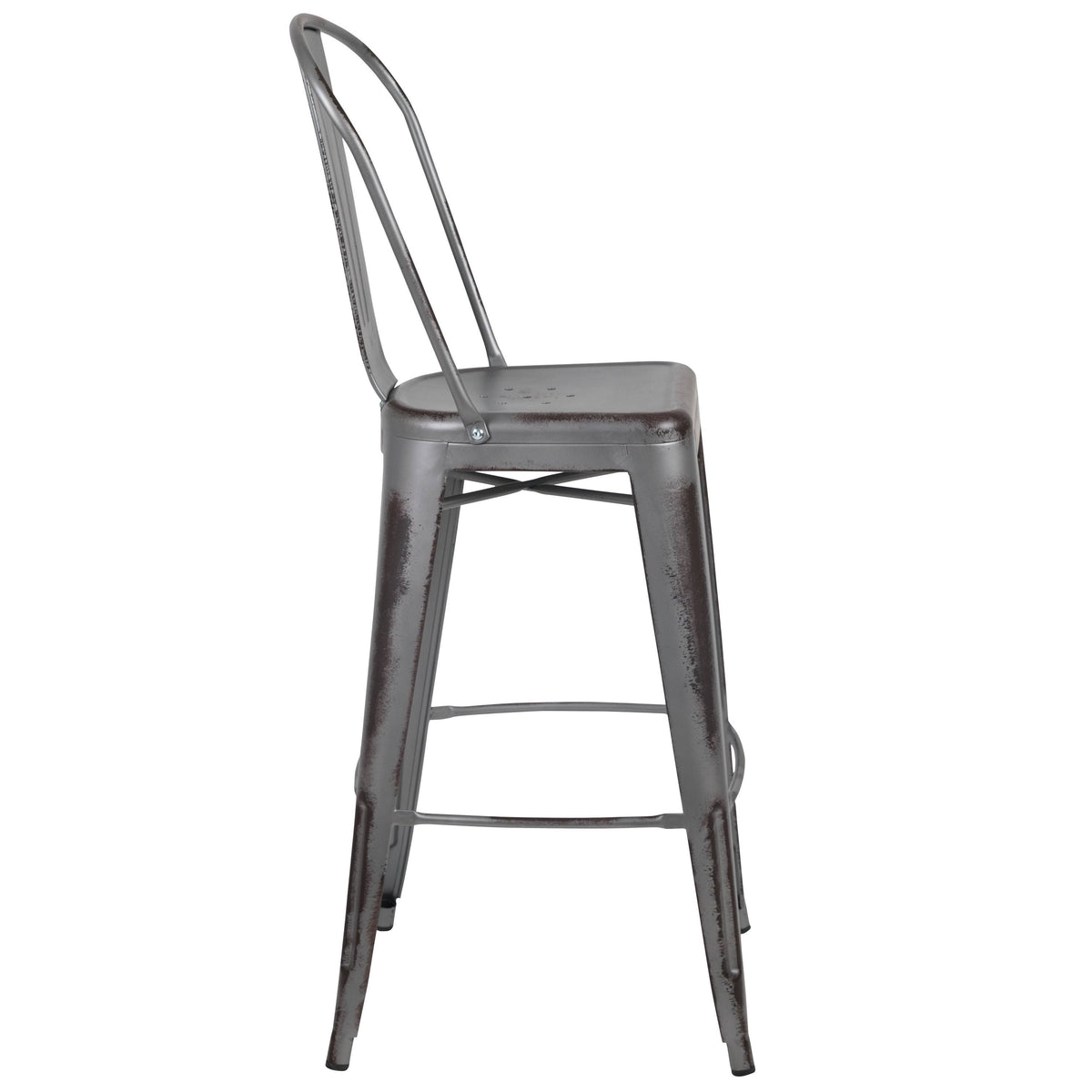 Black Distressed Metal Stool Y80097