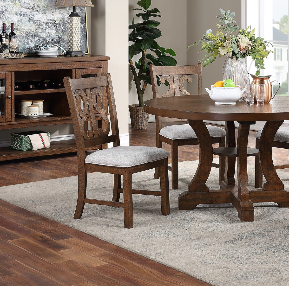 Set of 2 Wooden Cushion Seat Chairs A469