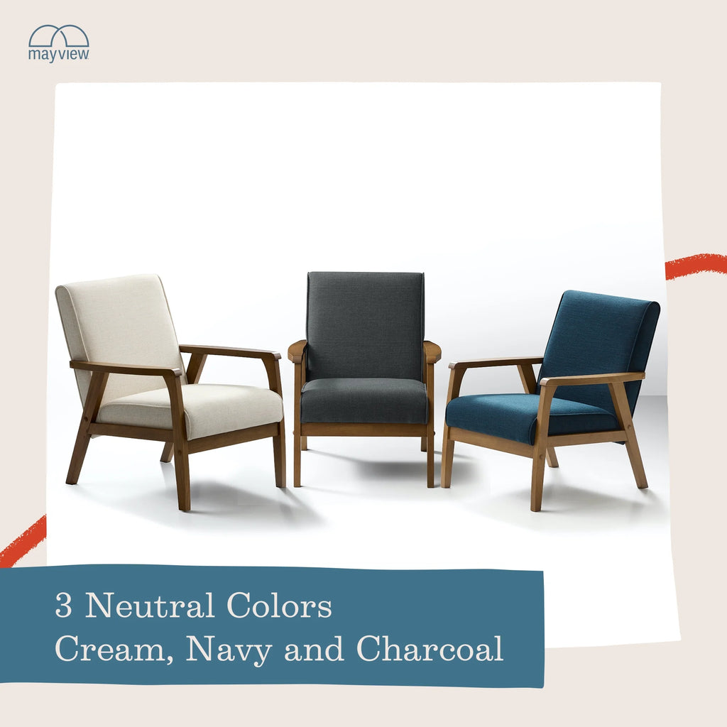 Cream Wood Frame Accent Chair O5529