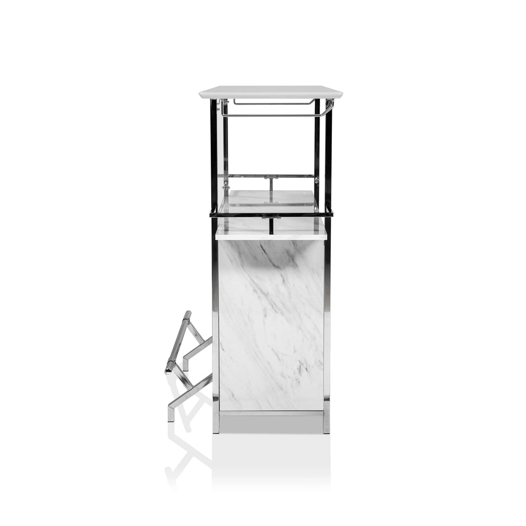 White and Chrome Bar Table N86211