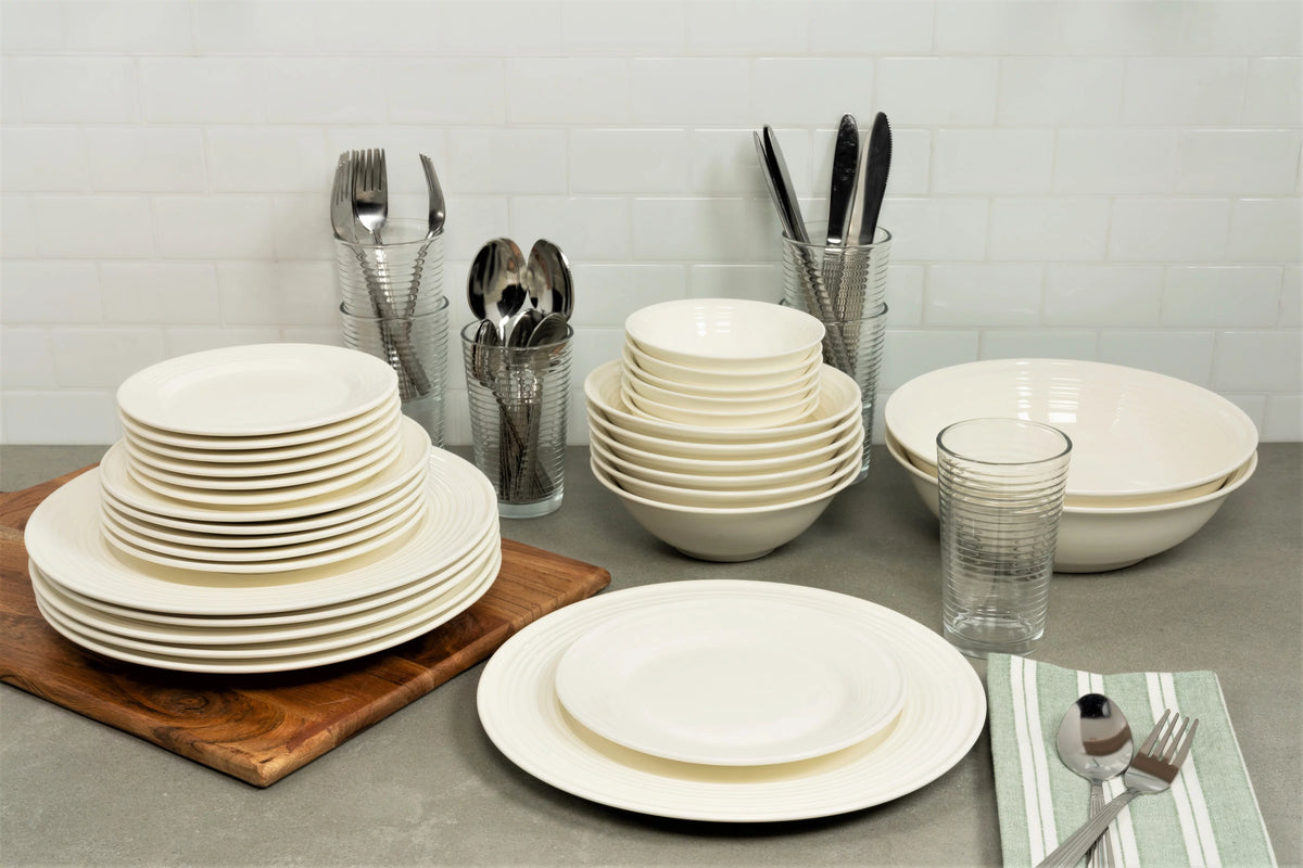 White 62-Piece Stoneware Dinnerware Set W788336