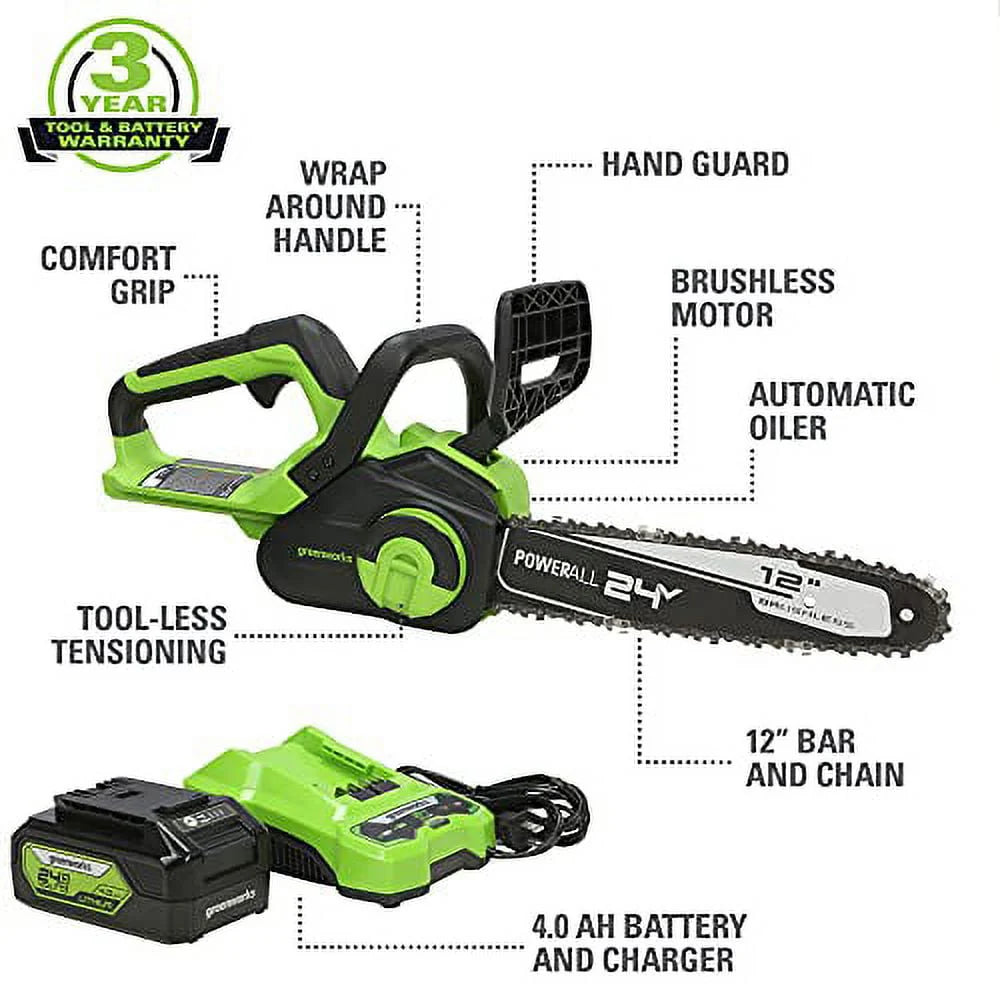 24V 12-inch Brushless Chainsaw with Battery and Charger N631545