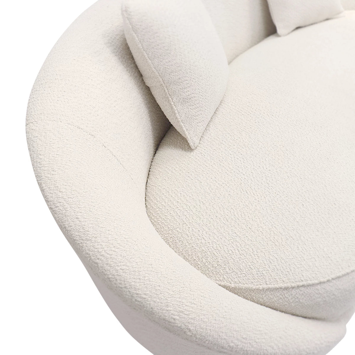 Ivory Textured Fabric Curved Sofa I672862