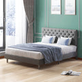 King Size Upholstered Platform Bed Frame with Headboard I9008