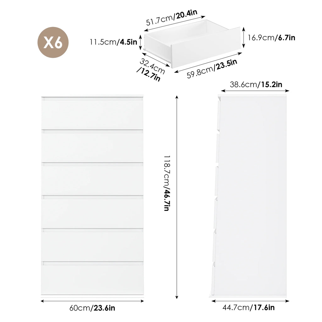 White 5 Drawer Wood Dresser G128346