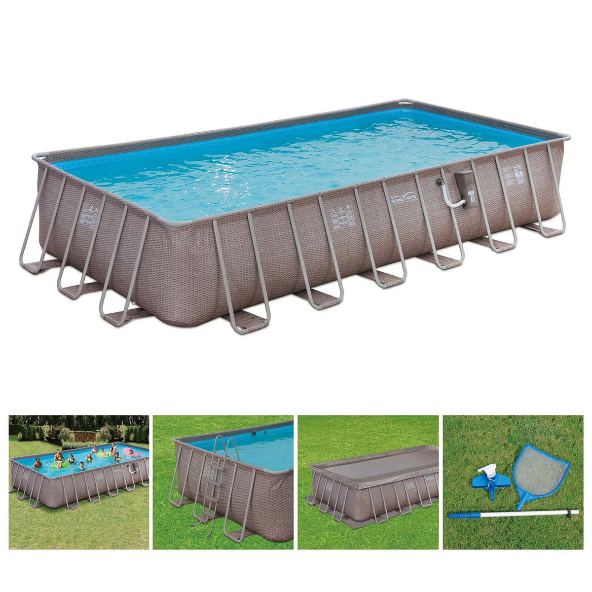 24ft x 12ft x 52in Rectangle Frame Swimming Pool Set B6584