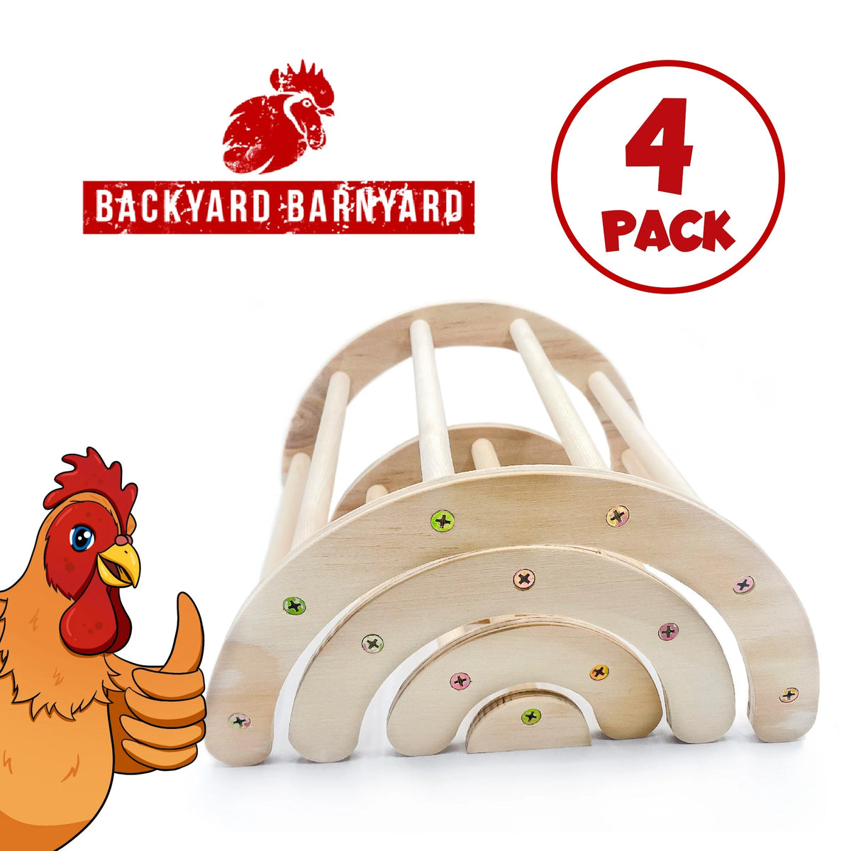 Natural Wood Chicken Perch 4 Pack K411174