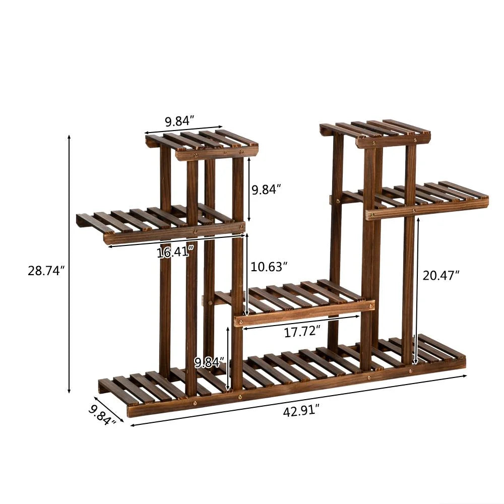 Brown 8-Tier Pine Wood Plant Stand C936