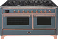 60 Dual Fuel Natural Gas Range Blue Grey Copper Trim O735242