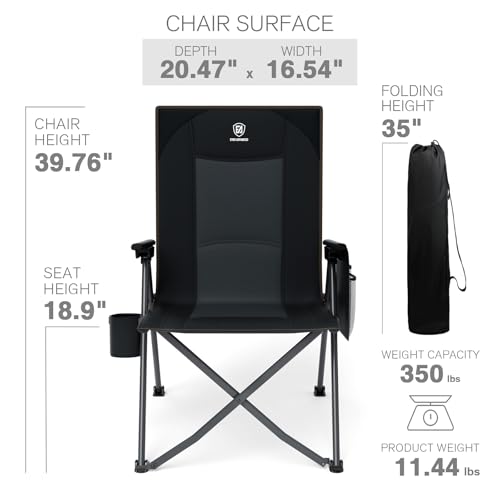 Lightweight Folding Reclining Camping Chair with Adjustable Back Black E737