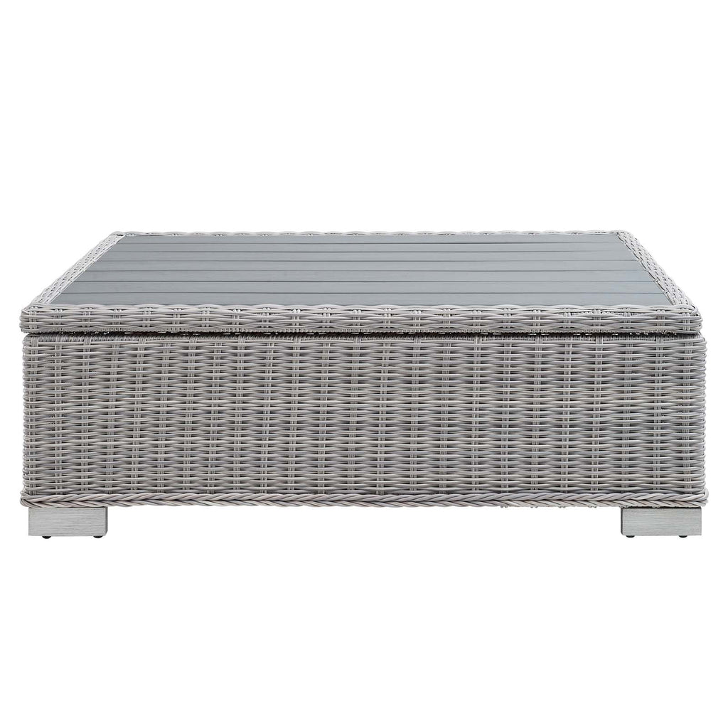 45" Light Gray Wicker Rattan Outdoor Coffee Table V99620