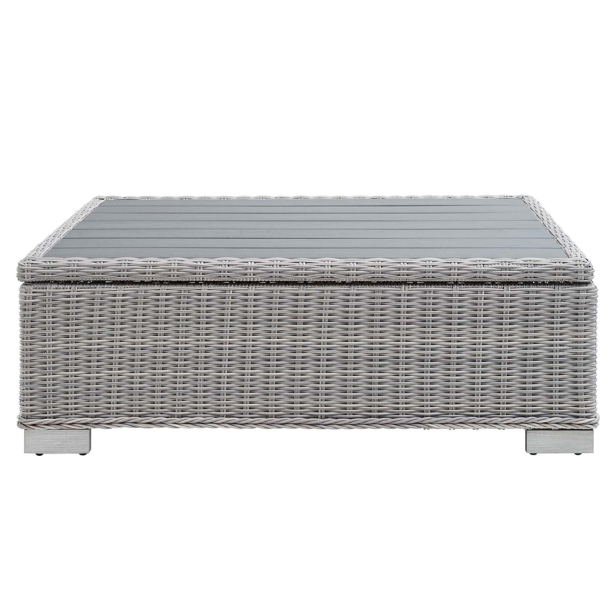 45" Light Gray Wicker Rattan Outdoor Coffee Table V99620