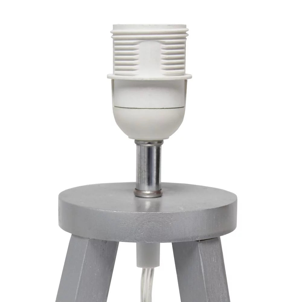 Gray Wood Table Lamp with Black Fabric Shade G6348