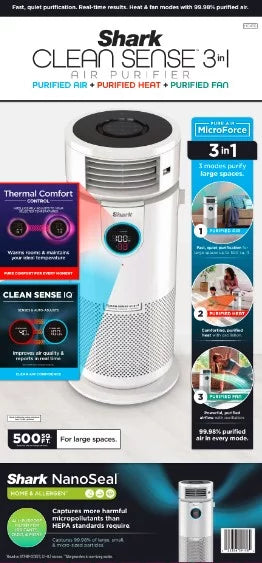 3-in-1 Air Purifier, Heater & Fan, HEPA Filter, White K422352