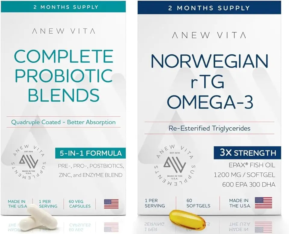 Omega 3 Fish Oil & Probiotic Blend 1200mg EPA/DHA 10-Strain 60 Servings O646732
