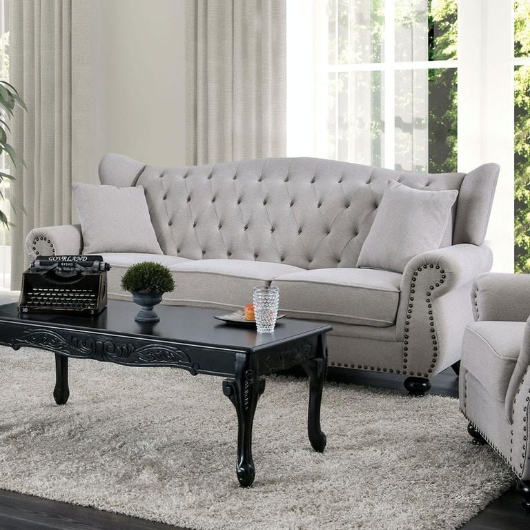 Light Gray Linen Living Room Set 3pcs H256141