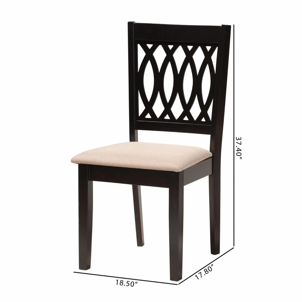 Grey Fabric and Espresso Brown Wood Dining Chair H63295