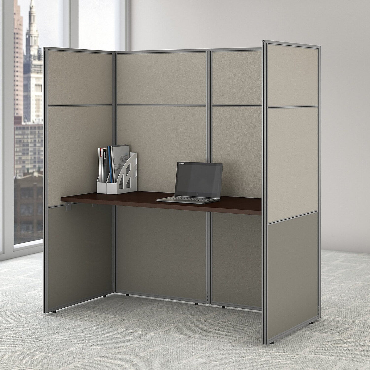 60W Cubicle Desk with Closed Panels Z631884