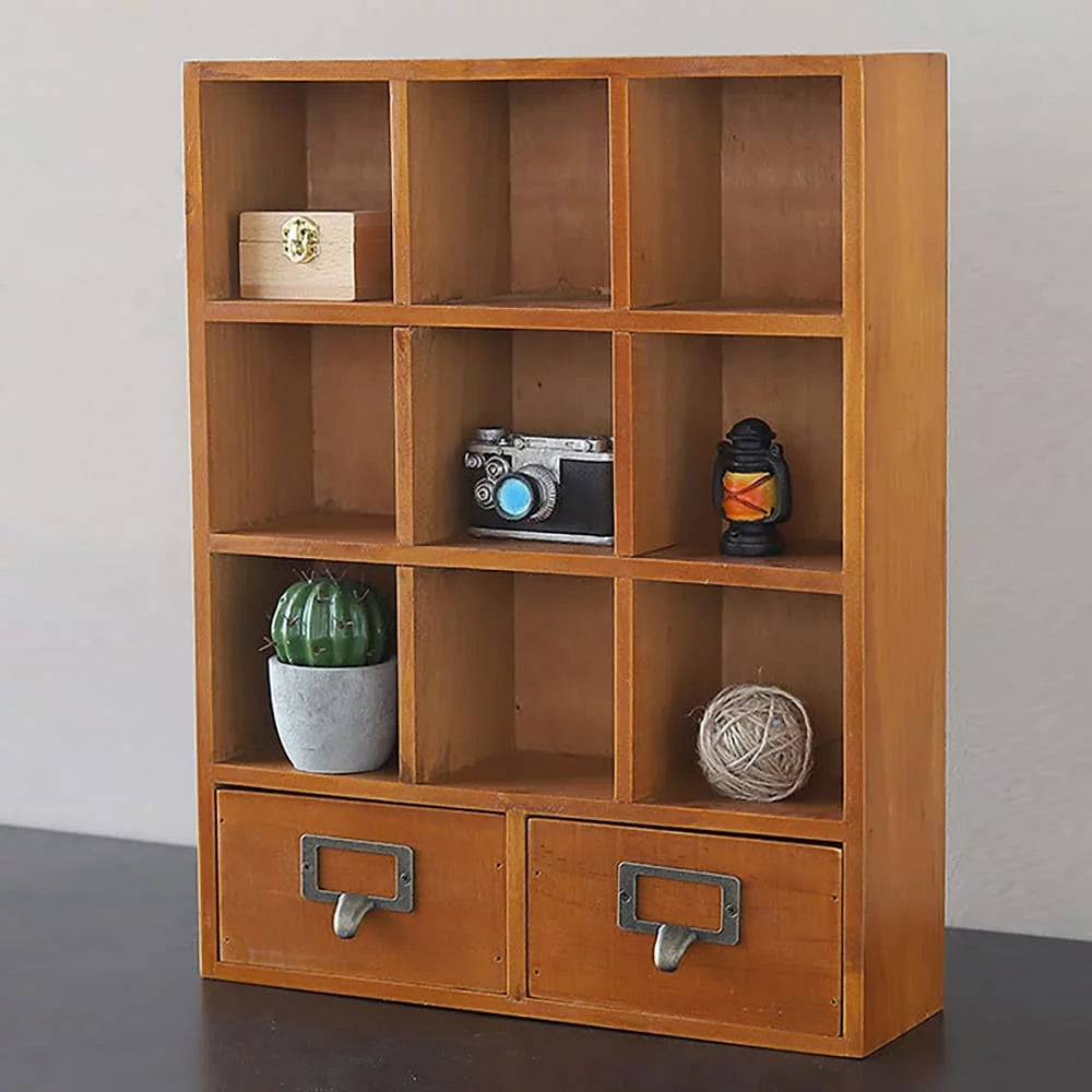 9 Cube Wooden Display Shelf Bookcase with 2 Drawers Q832368