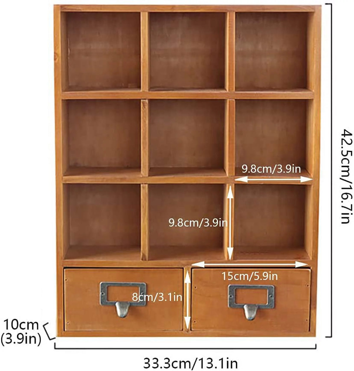 9 Cube Wooden Display Shelf Bookcase with 2 Drawers Q832368