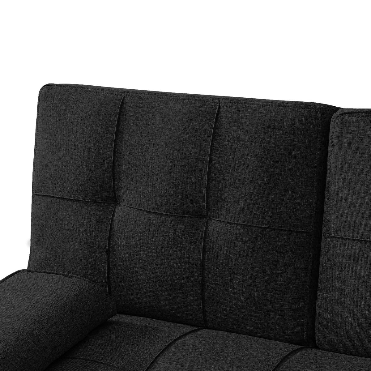 Convertible Folding Futon Sofa Bed with 2 Cup Holders Black R938673