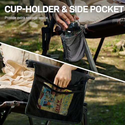 Lightweight Folding Reclining Camping Chair with Adjustable Back Black E737
