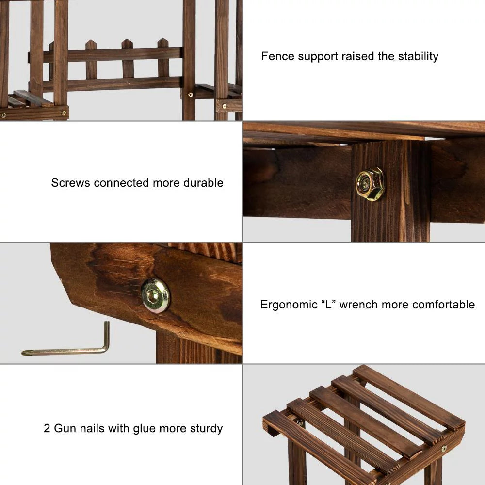Brown 8-Tier Pine Wood Plant Stand C936