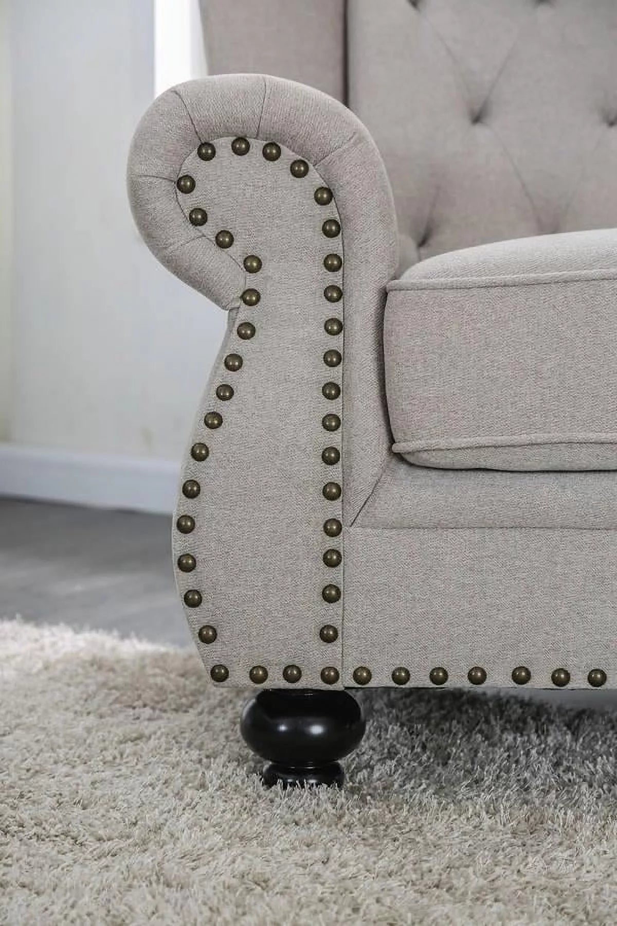 Light Gray Linen Living Room Set 3pcs H256141