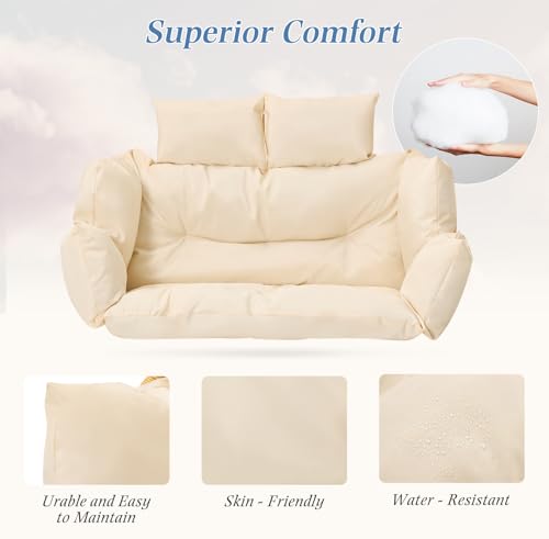 Oversized Grey Rattan Loveseat Rocking Chair with Cushions X940