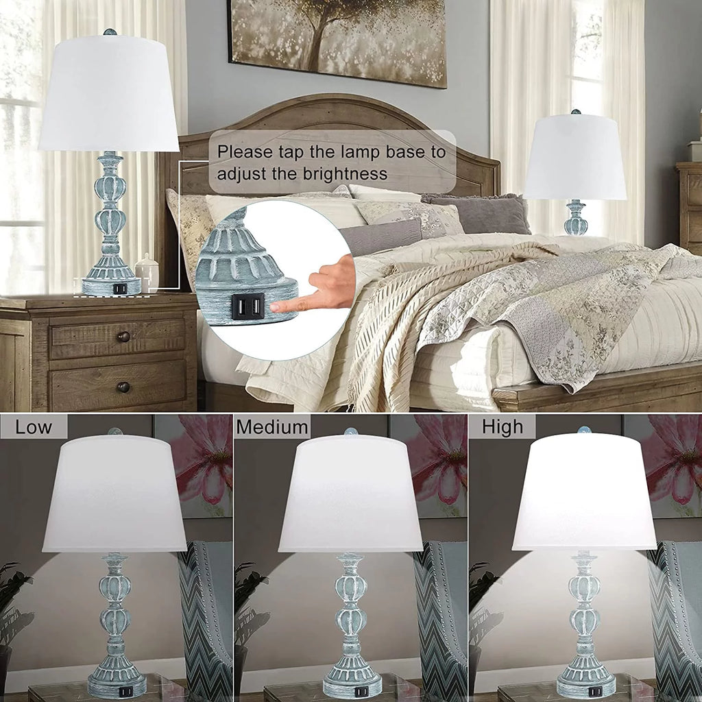 Touch Control Table Lamp Set of 2, 3-Way Dimmable Blue X5630