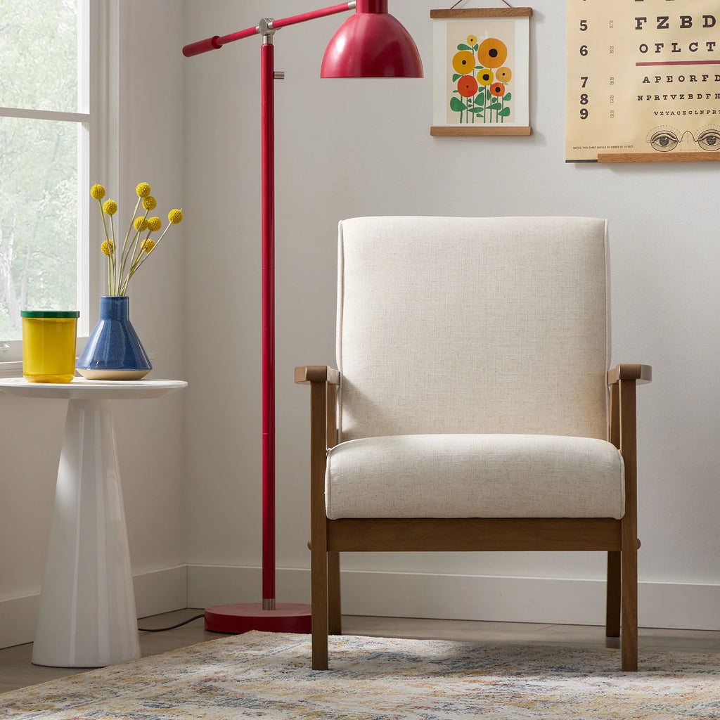 Cream Wood Frame Accent Chair O5529