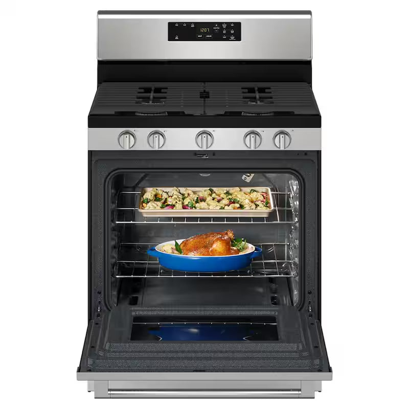 5 Burners Freestanding Gas Range Stainless Steel Self Clean I39383