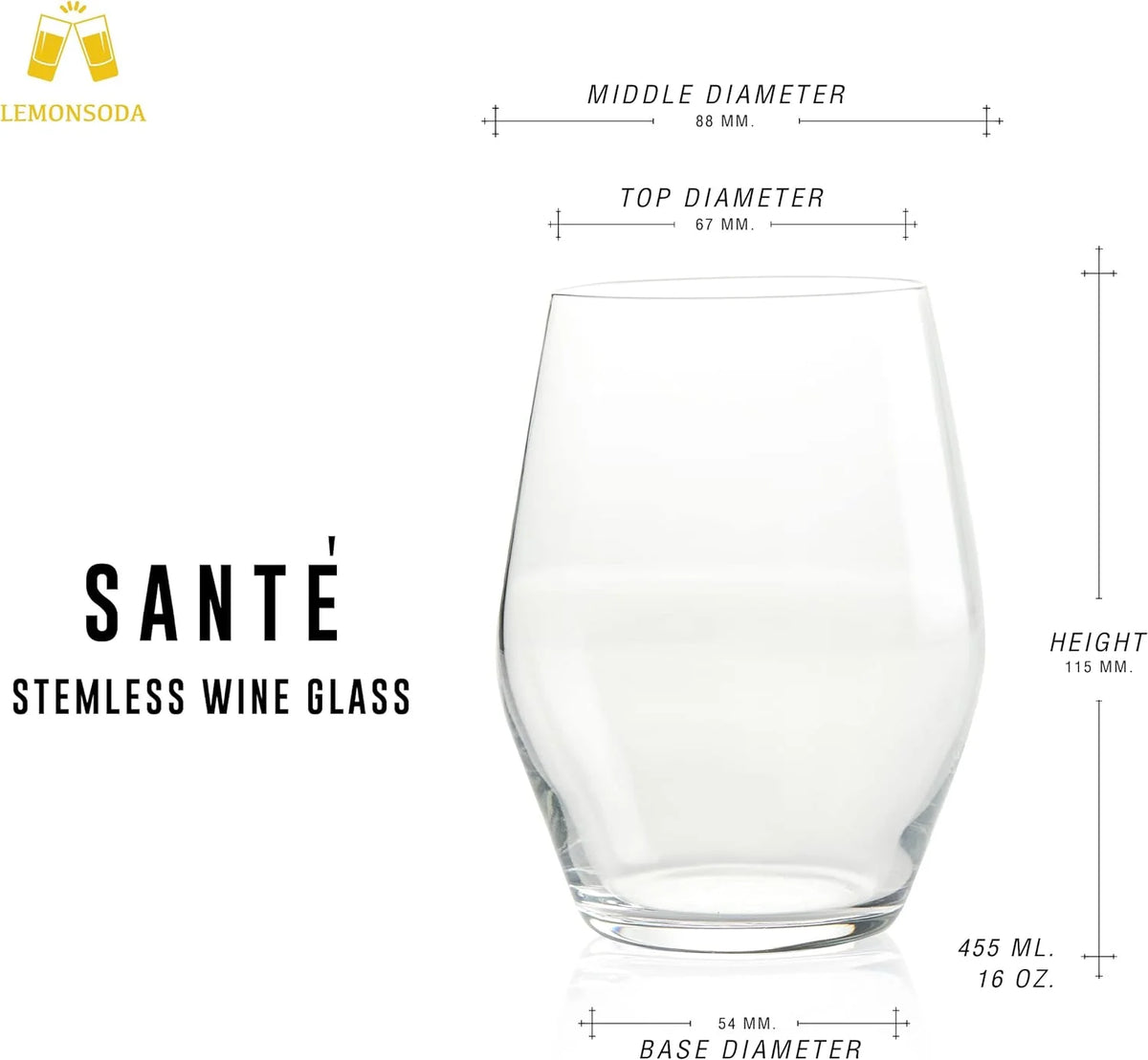 Stemless Crystal Wine Glass Set of 6 R78820