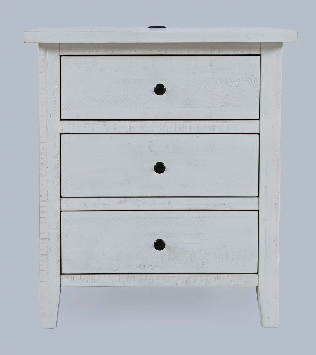 Contemporary Coastal Distressed Acacia Nightstand P186